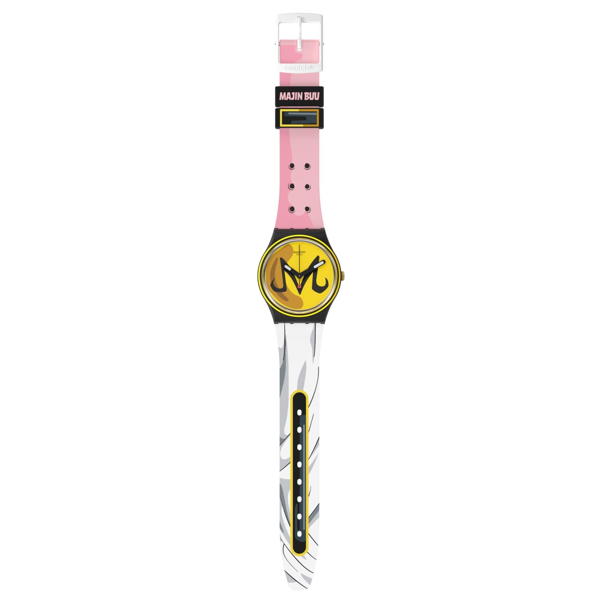 Swatch Dragon Ball Z Majin Buu Original Gent Yellow Dial Silicone Dial Unisex Watch GZ358