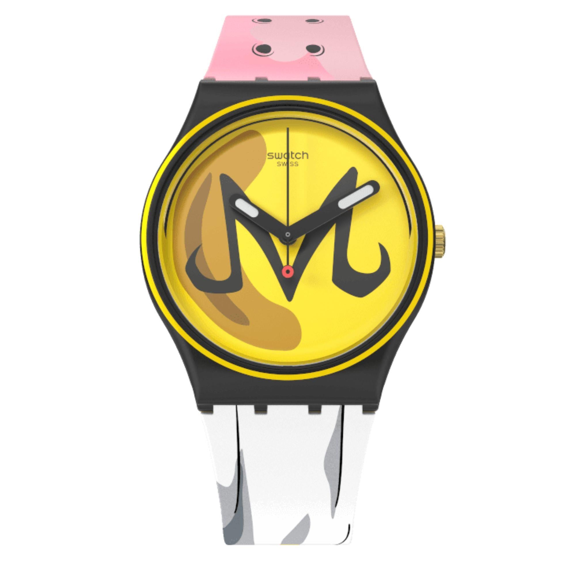 Swatch Dragon Ball Z Majin Buu Original Gent Yellow Dial Quartz Watch GZ358