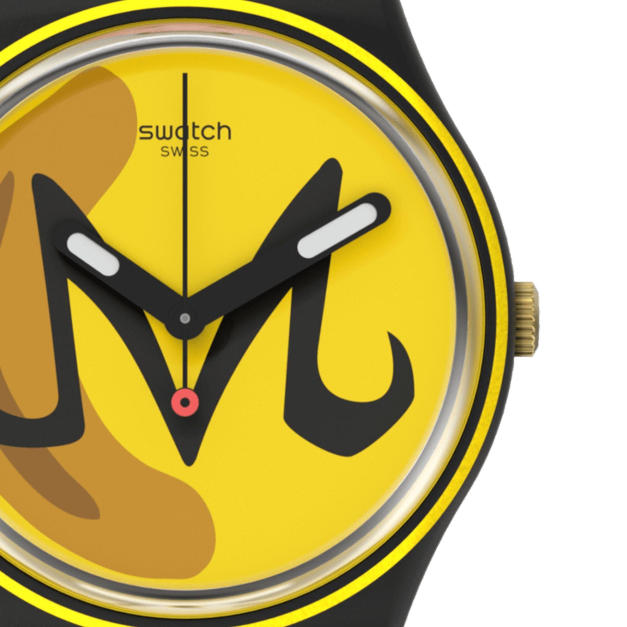 Swatch Dragon Ball Z Majin Buu Original Gent Yellow Dial Silicone Dial Unisex Watch GZ358