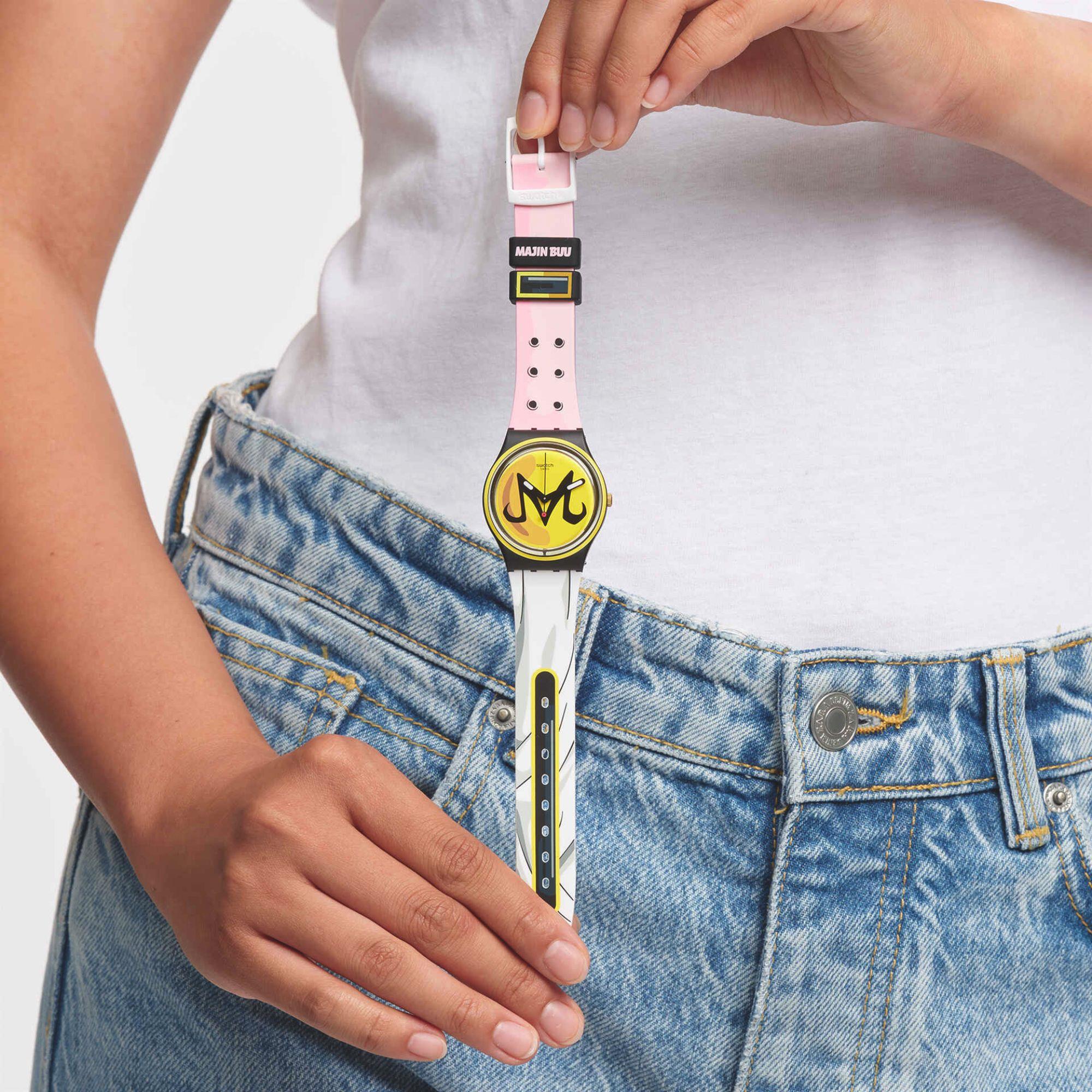Swatch Dragon Ball Z Majin Buu Original Gent Yellow Dial Silicone Dial Unisex Watch GZ358