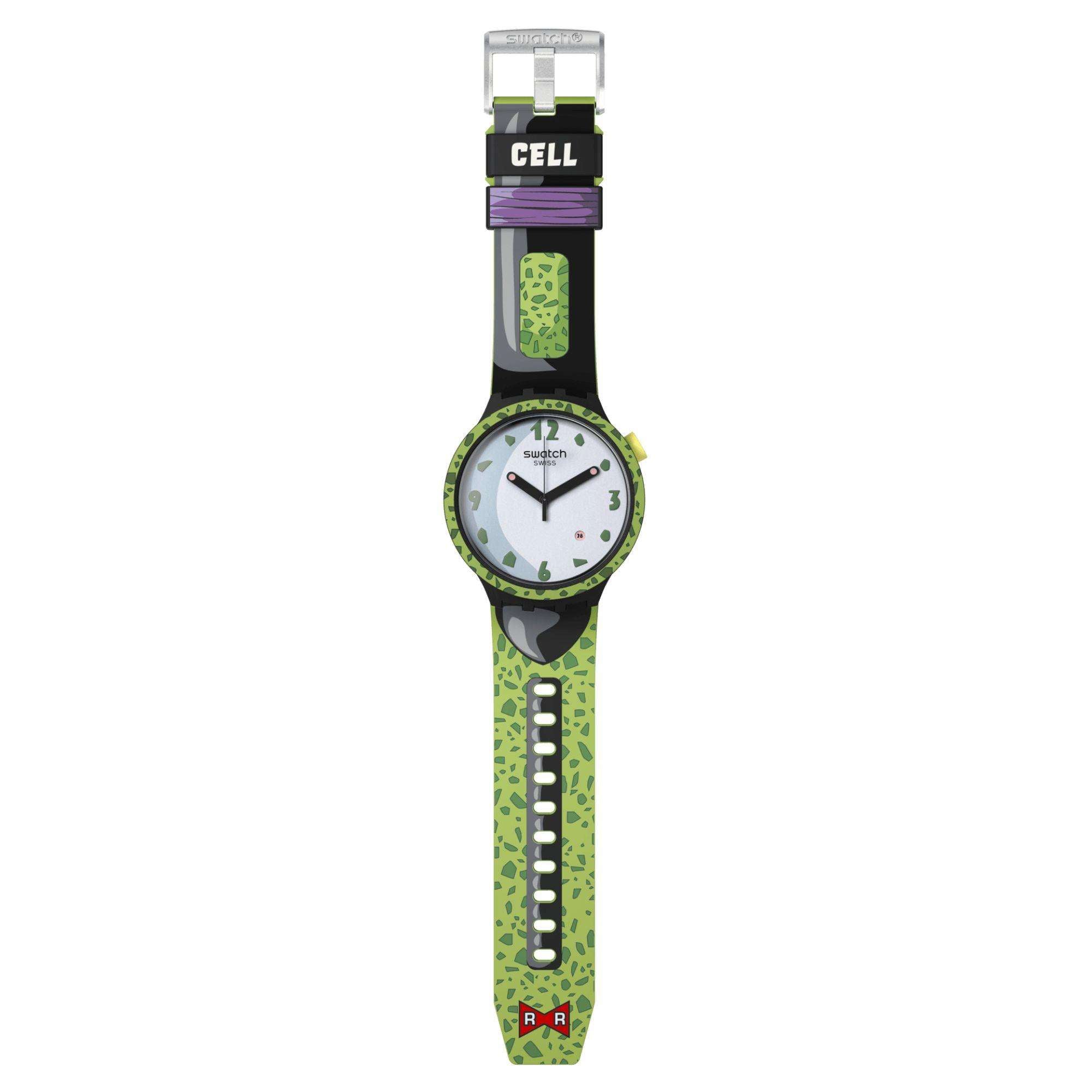 Swatch Dragon Ball Z Cell White Dial Silicone Strap Unisex Watch SB01Z401