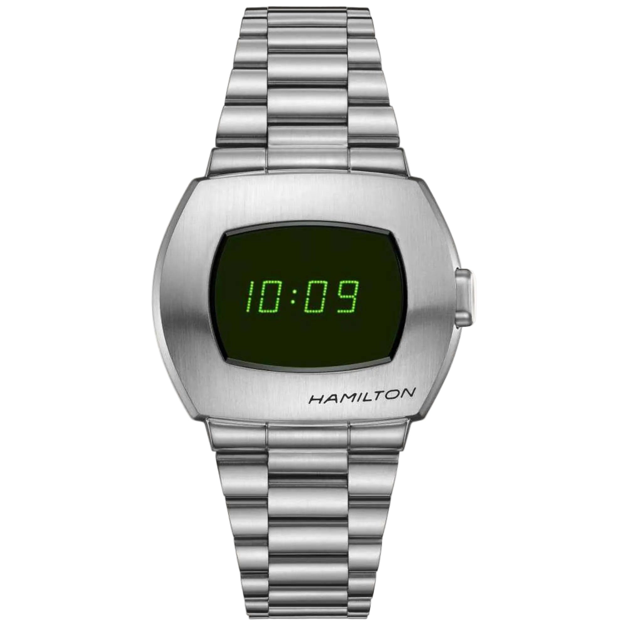 Hamilton American Classic 24mm PSR green digital steel quartz watch H52414131 front view