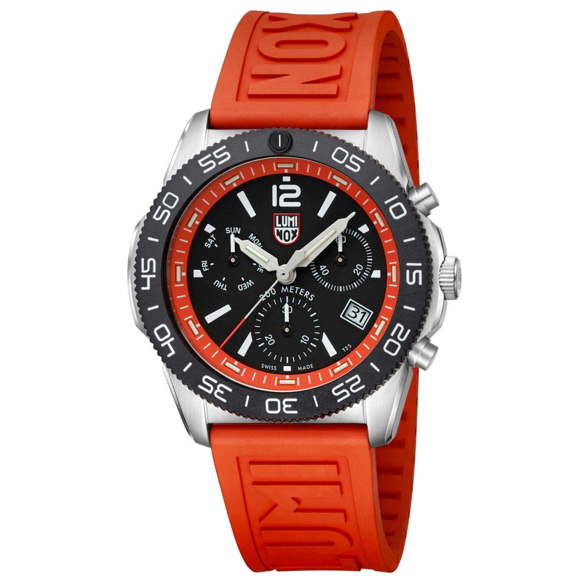 Luminox Pacific Diver Chronograph Orange Rubber Strap Black Dial Men's Watch XS.3149