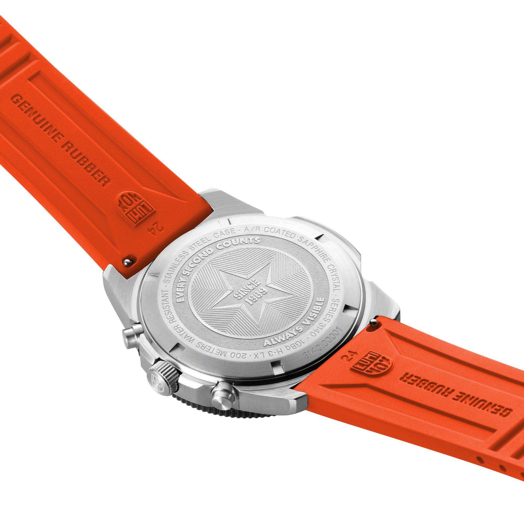 Luminox Pacific Diver Chronograph Orange Rubber Strap Black Dial Men's Watch XS.3149