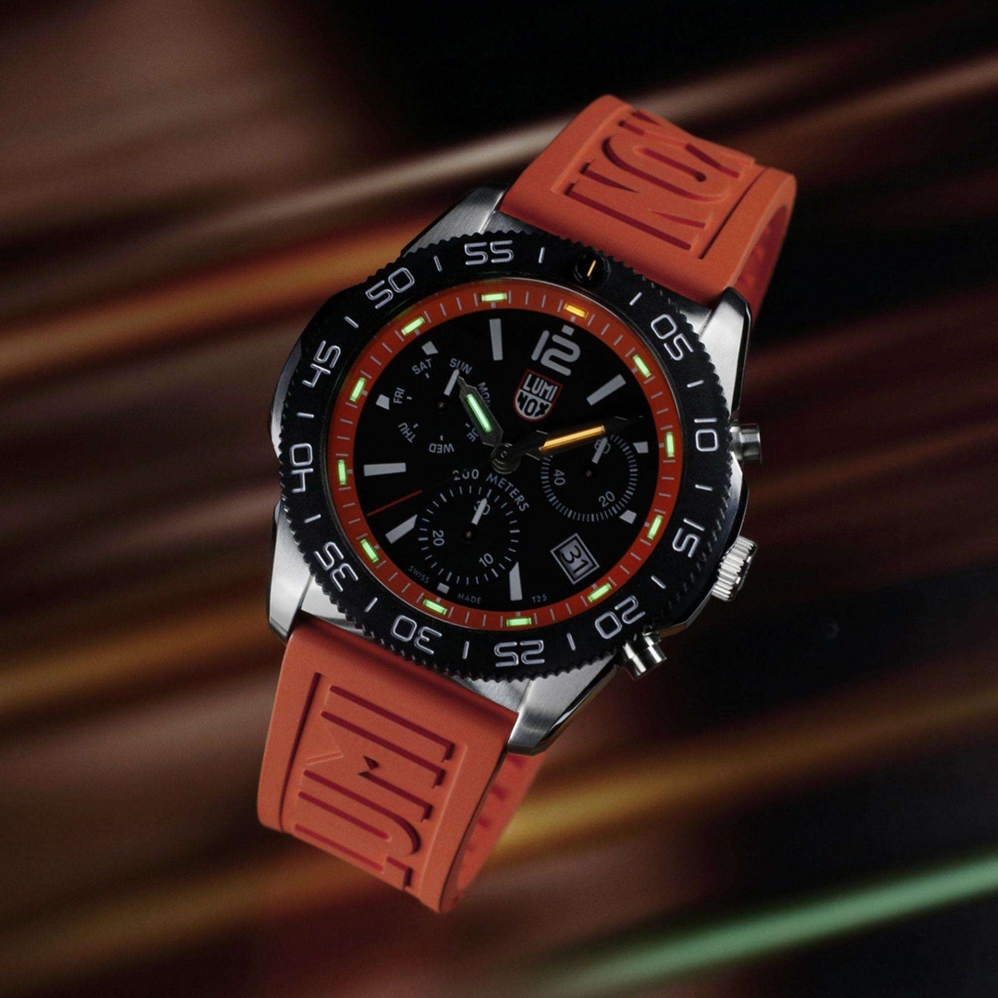 Luminox Pacific Diver Chronograph Orange Rubber Strap Black Dial Men's Watch XS.3149