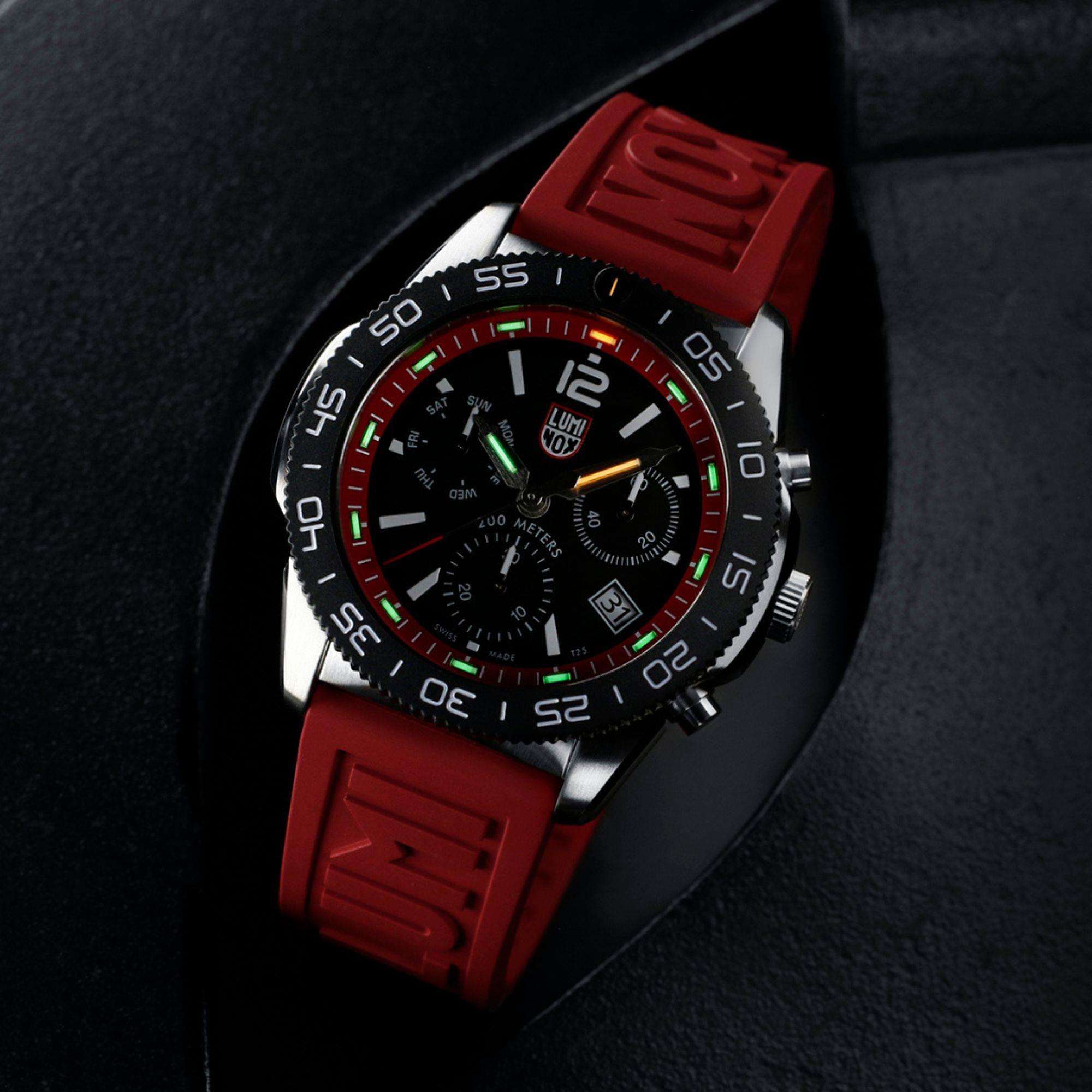 Luminox Pacific Diver Chronograph Red Rubber Strap Men's Watch XS.3155