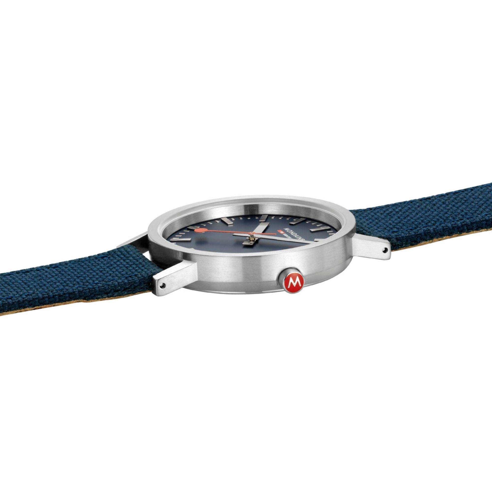 Mondaine Classic Deepest Blue Textile Strap Blue Dial Unisex Watch A660.30314.40SBD