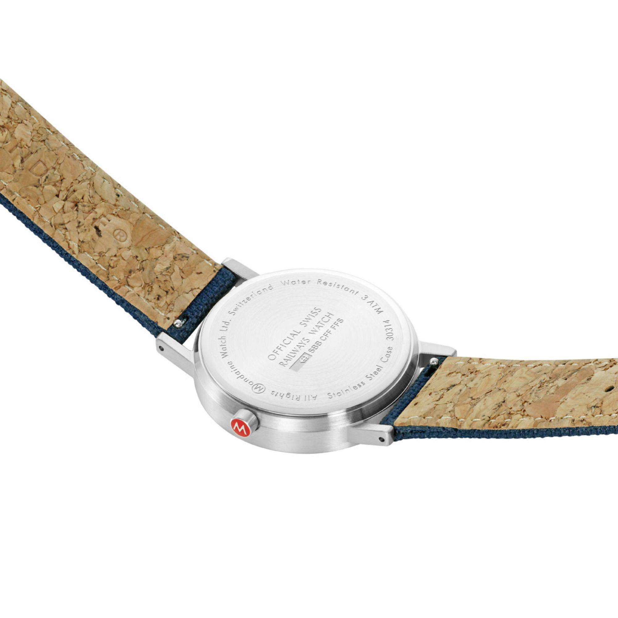Mondaine Classic Deepest Blue Textile Strap Blue Dial Unisex Watch A660.30314.40SBD