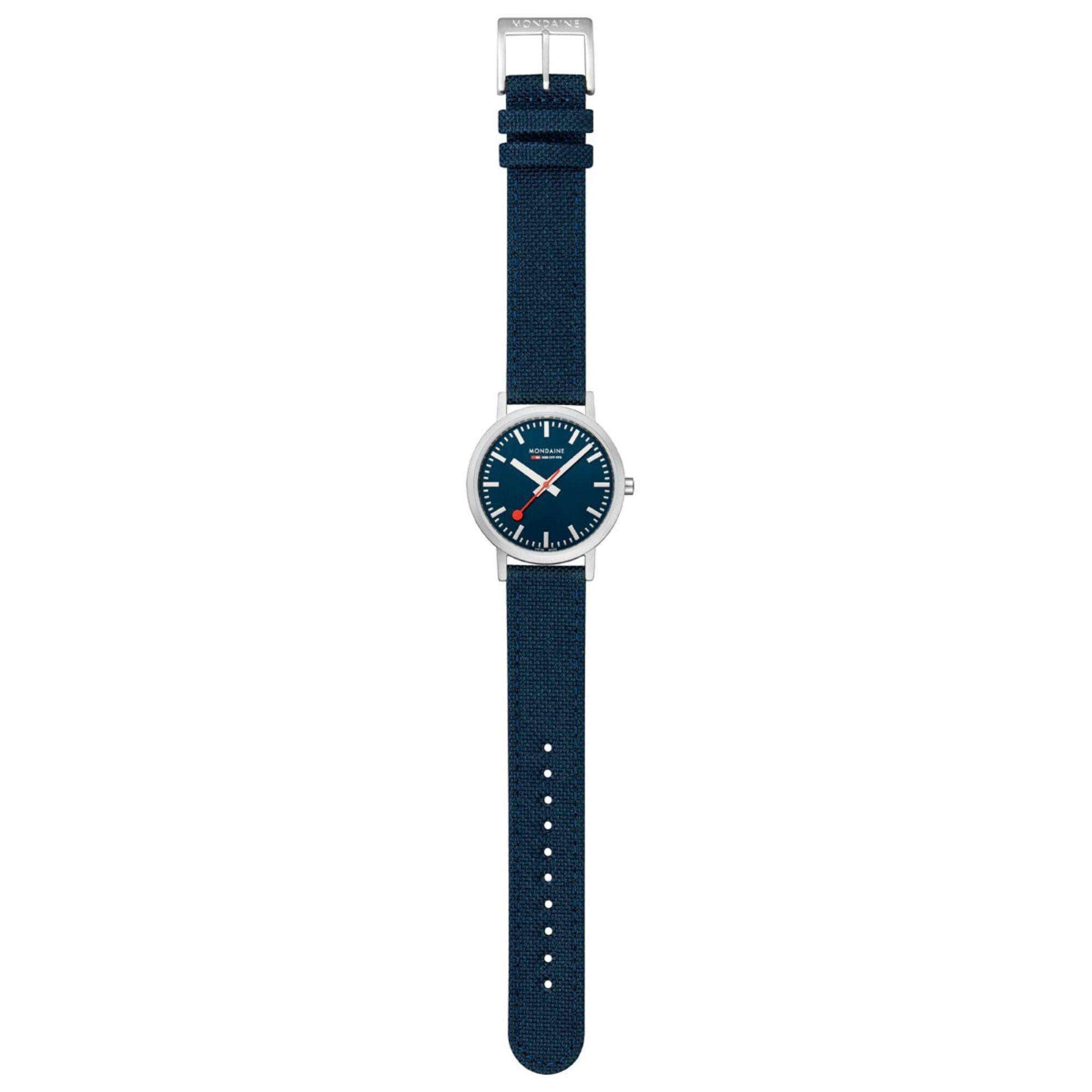 Mondaine Classic Deepest Blue Textile Strap Blue Dial Unisex Watch A660.30314.40SBD