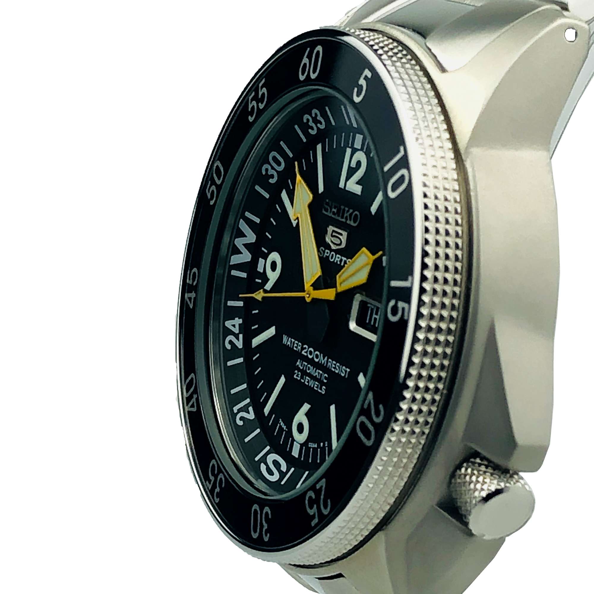 Seiko 5 Sports Land Shark Atlas Automatic Black Dial Steel Men's Watch SKZ211K1