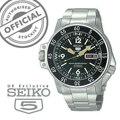 Seiko 5 Sports Land Shark Atlas Automatic Black Dial Steel Men's Watch SKZ211K1