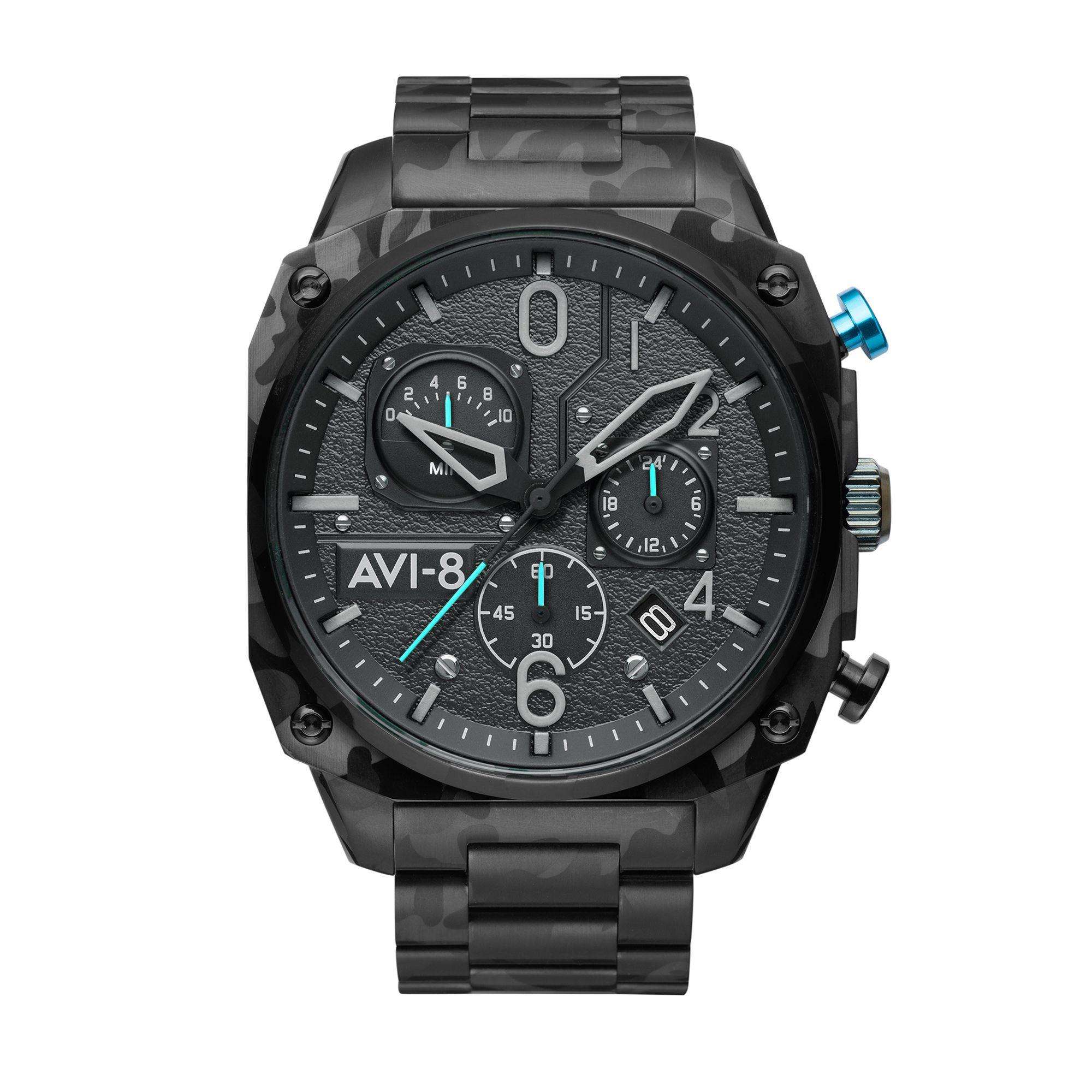AVI-8 Hawker Hunter Retrograde Chronograph Night Camo Mens Watch AV-4052-11