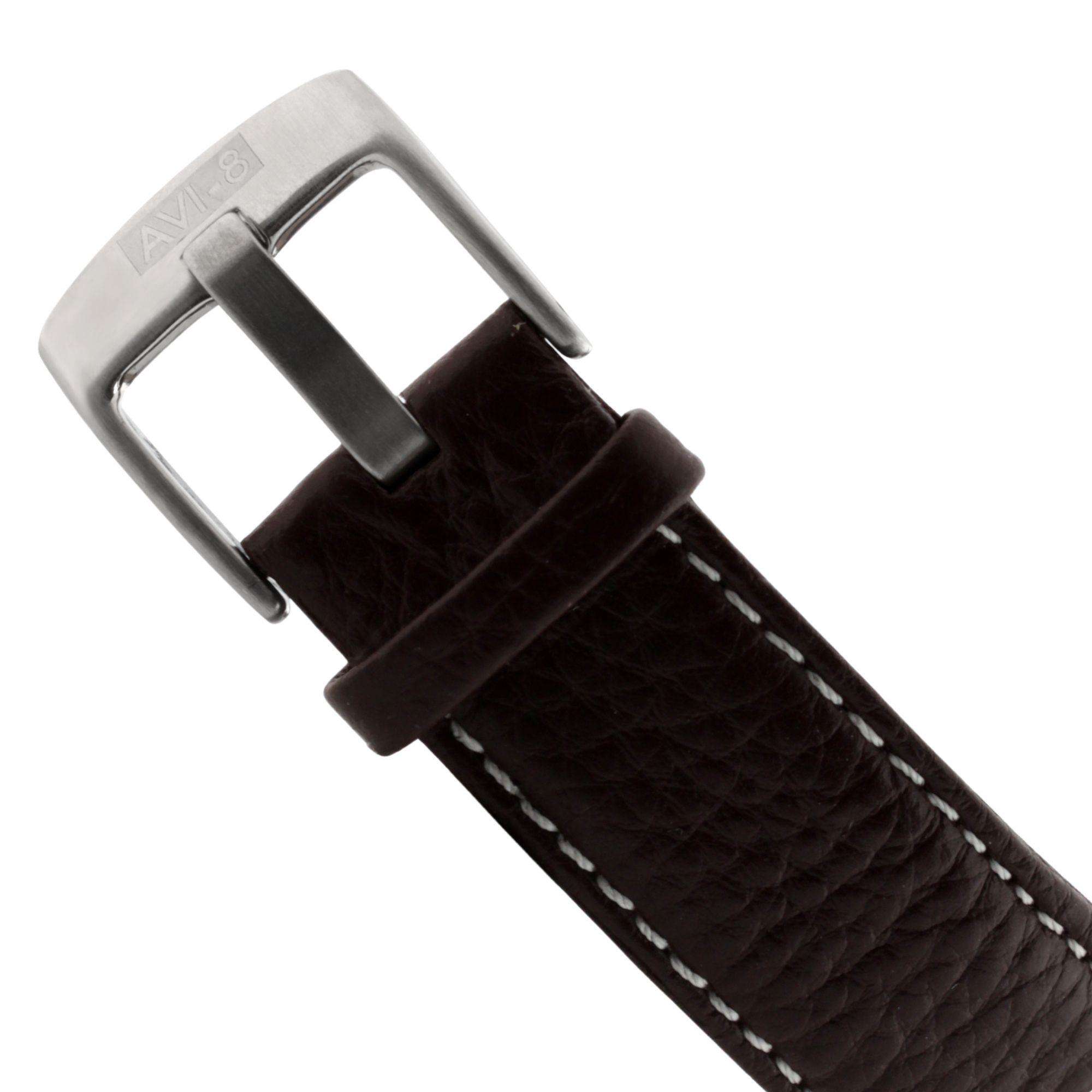 The AVI-8 Hawker Hurricane Classic Chronograph White Dial Brown Leather Strap Mens Watch AV-4011-01