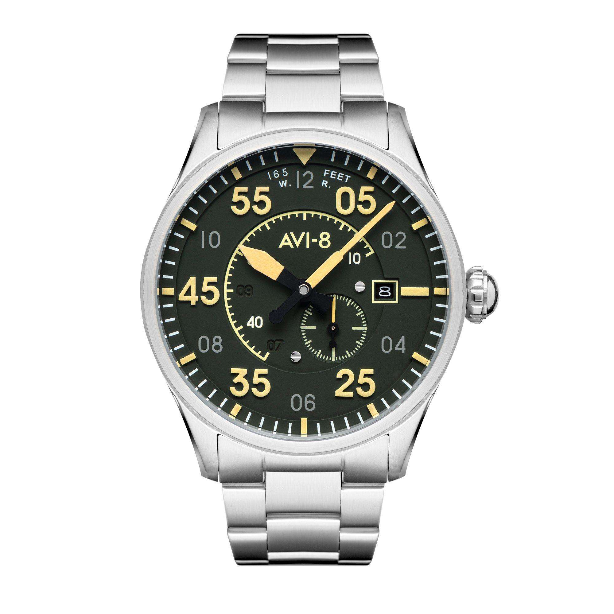 AVI-8 Spitfire Type 300 Automatic Olive Green with Additional Strap Mens Watch AV-4073-22