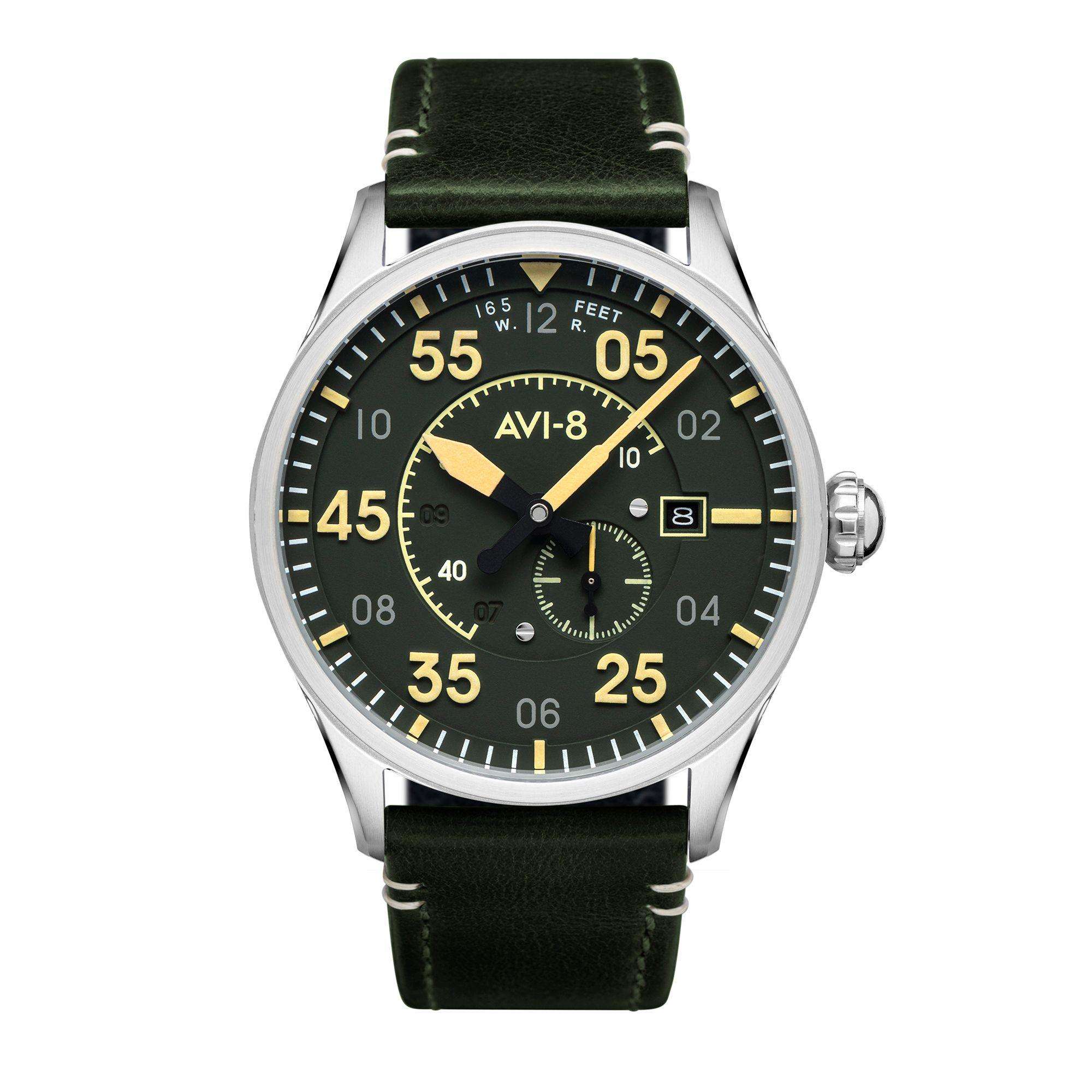 AVI-8 Spitfire Type 300 Automatic Olive Green with Additional Strap Mens Watch AV-4073-22