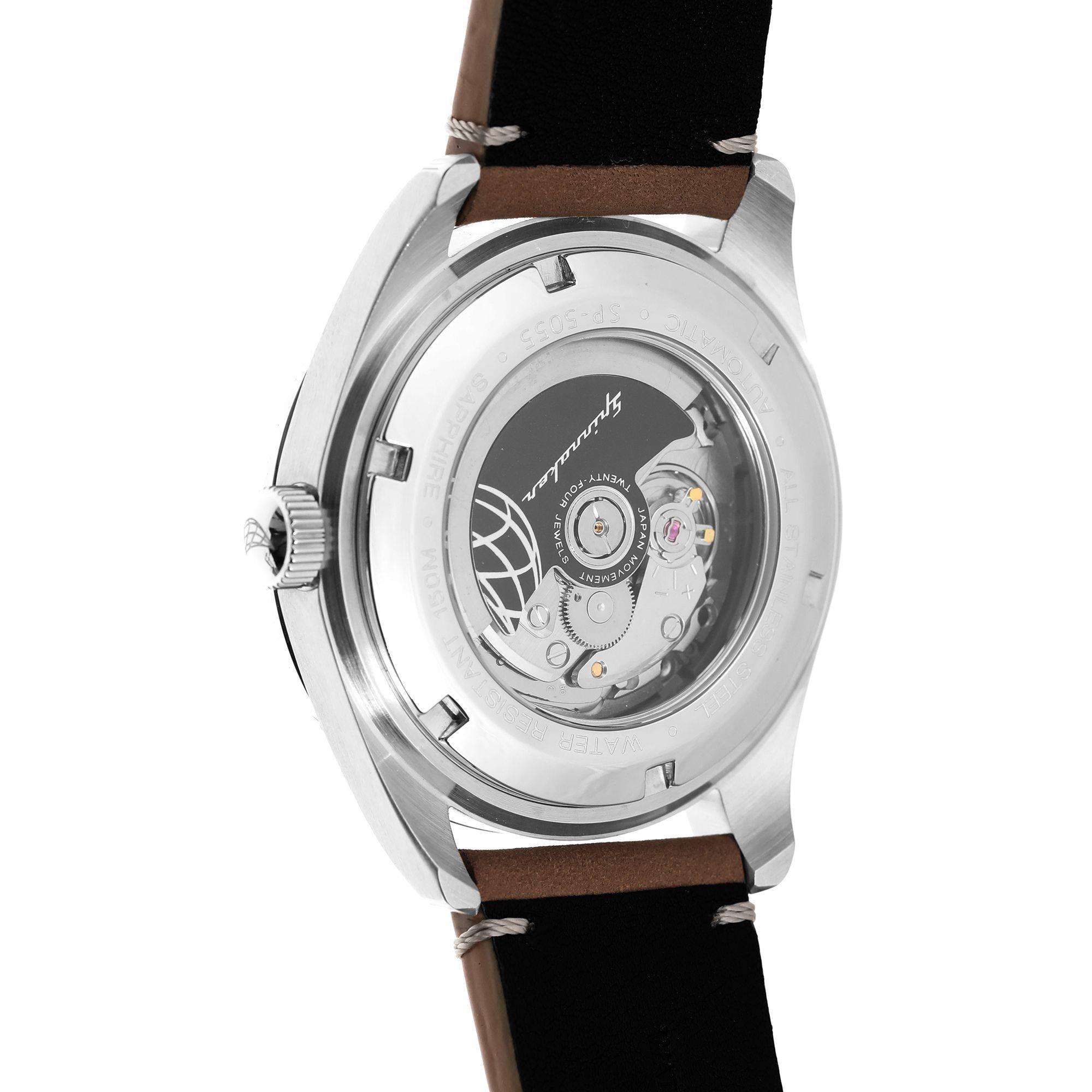 Spinnaker Fleuss Lumber Black Brown Leather Strap Mens Watch SP-5055-01