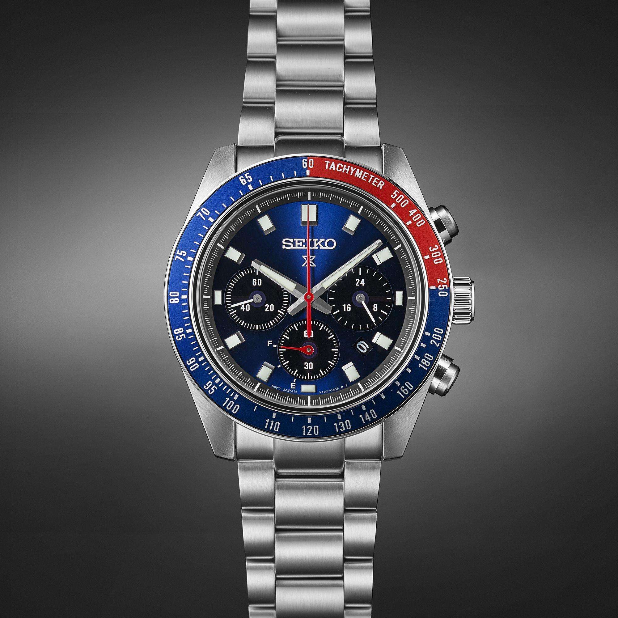 Seiko Prospex Speedtimer Solar Chronograph Blue Dial Stainless Steel Bracelet Men's Watch SSC913P1