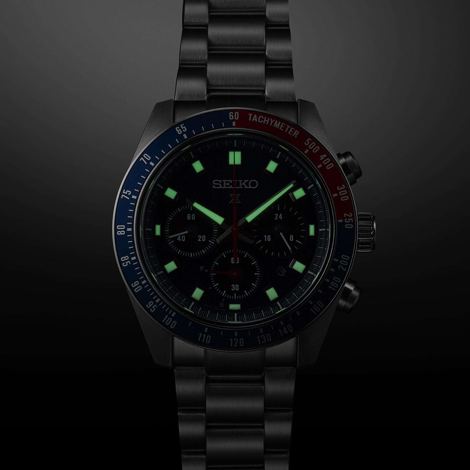 Seiko Prospex Speedtimer Solar Chronograph Blue Dial Stainless Steel Bracelet Men's Watch SSC913P1