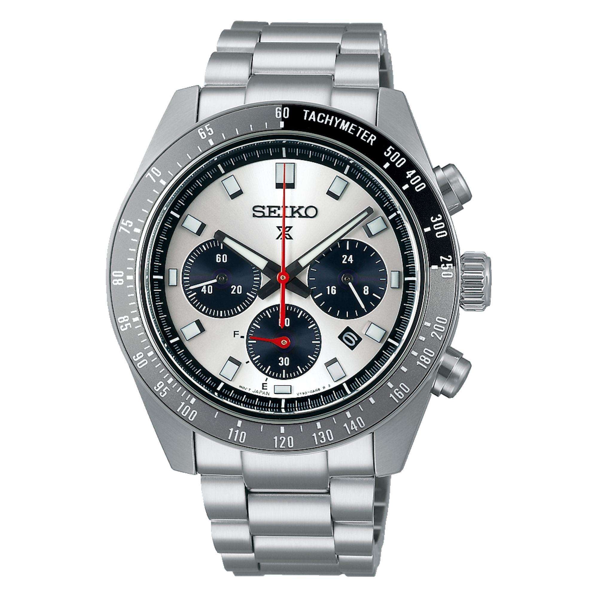 Seiko Prospex Speedtimer Go Large Solar Chronograph Silver Dial Stainless Steel Bracelet Men's Watch SSC911P1