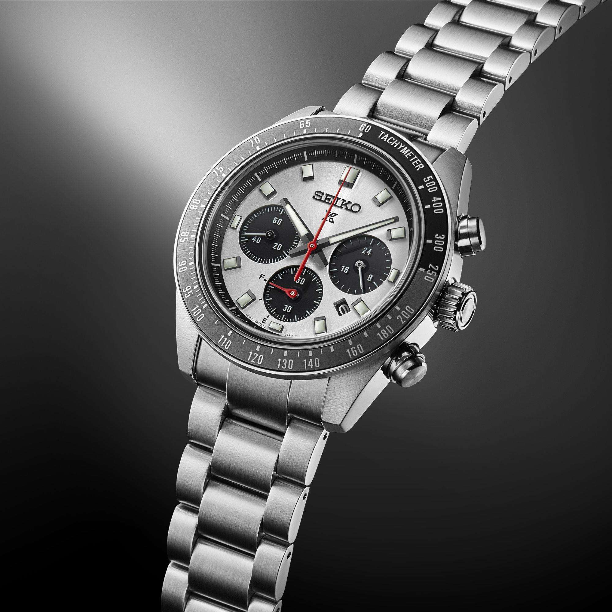 Seiko Prospex Speedtimer Go Large Solar Chronograph Silver Dial Stainless Steel Bracelet Men's Watch SSC911P1