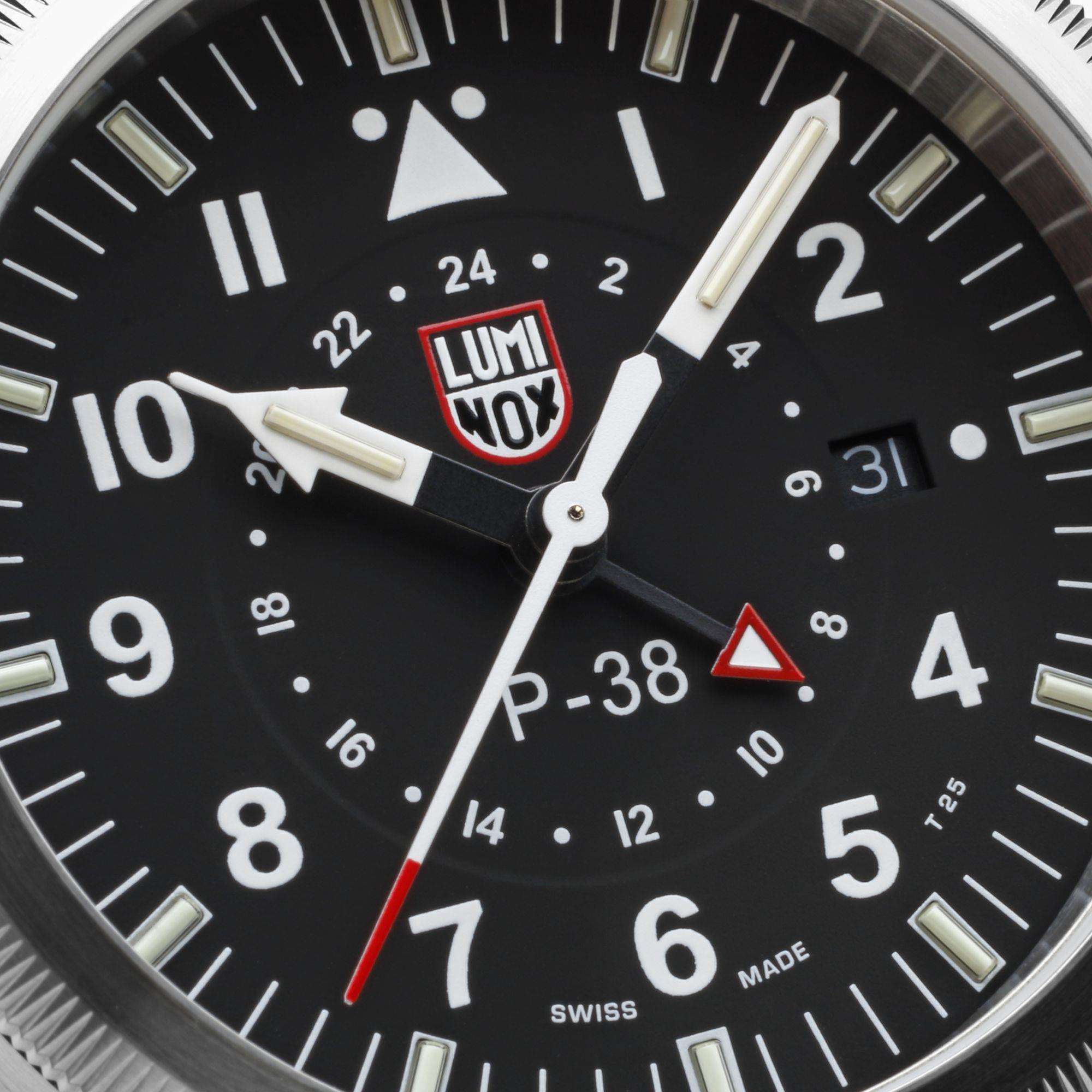 Luminox P-38 Lightening Collection Black Dial Milanese Bracelet Men's Watch XA.9522