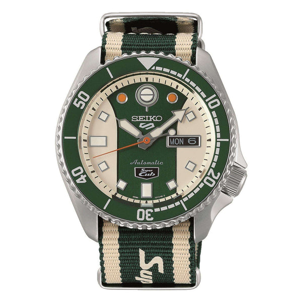 Seiko 5 Sports Honda Super Cub Automatic Multicoloured Dial Fabric NATO Strap Men's Watch SRPJ49K1