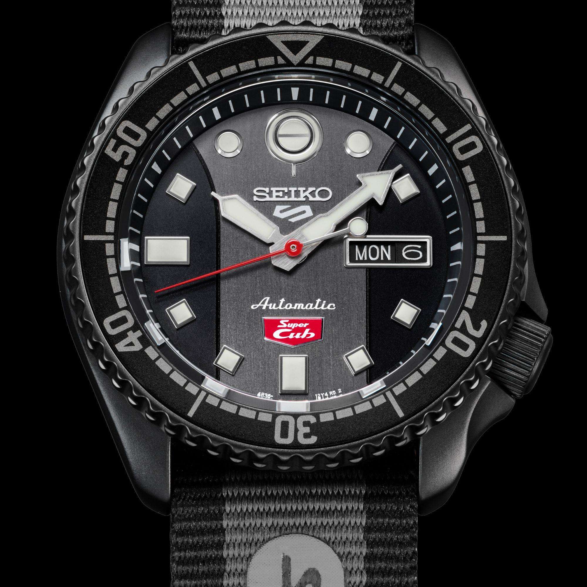 Seiko 5 Sports Limited Edition Honda "Super Cub" Grey Dial Grey Nato Strap Men's Watch SRPJ75K1