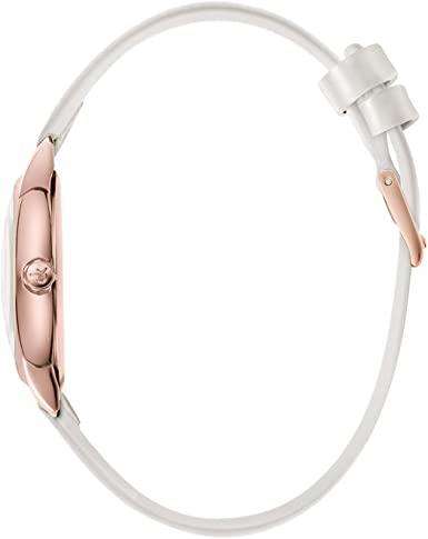 Calvin Klein Established Silver Dial White Leather Strap Ladies Watch K9H236L6 32mm