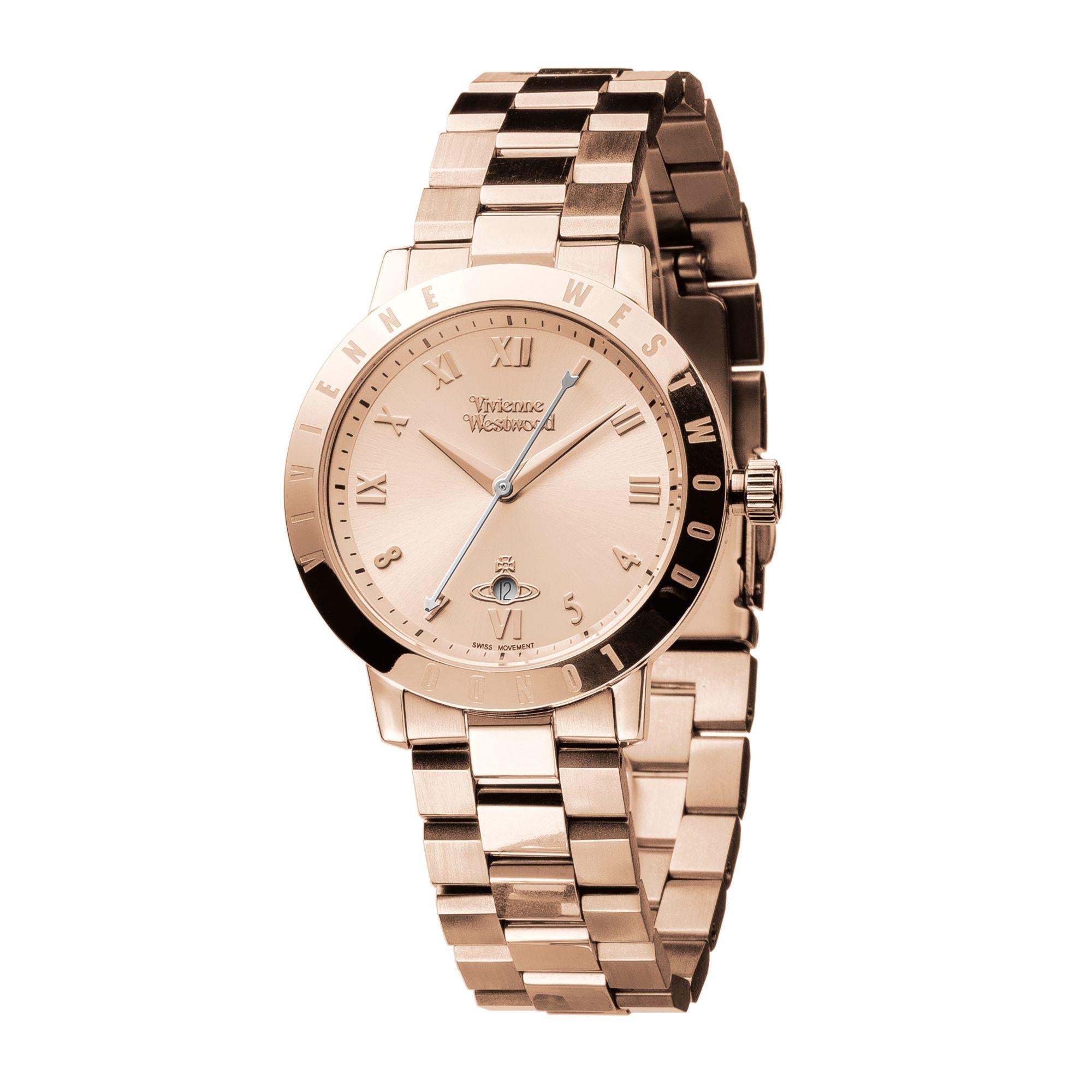 Vivienne Westwood Bloomsbury Quartz Rose Gold Dial Steel Strap Women's Watch VV152RSRS