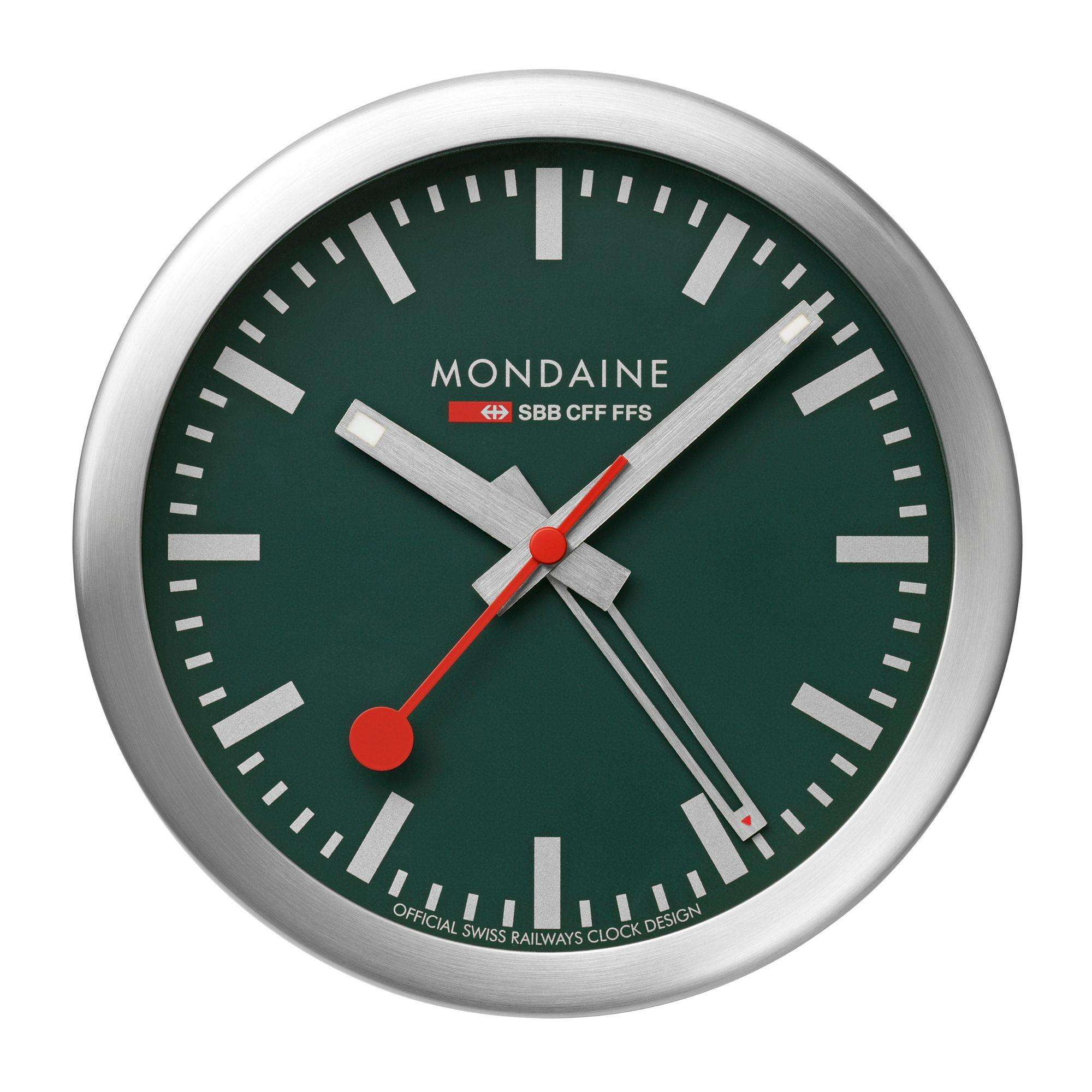 Mondaine Aluminium Case Park Green Table and Alarm Clock A997.MCAL.66SBV