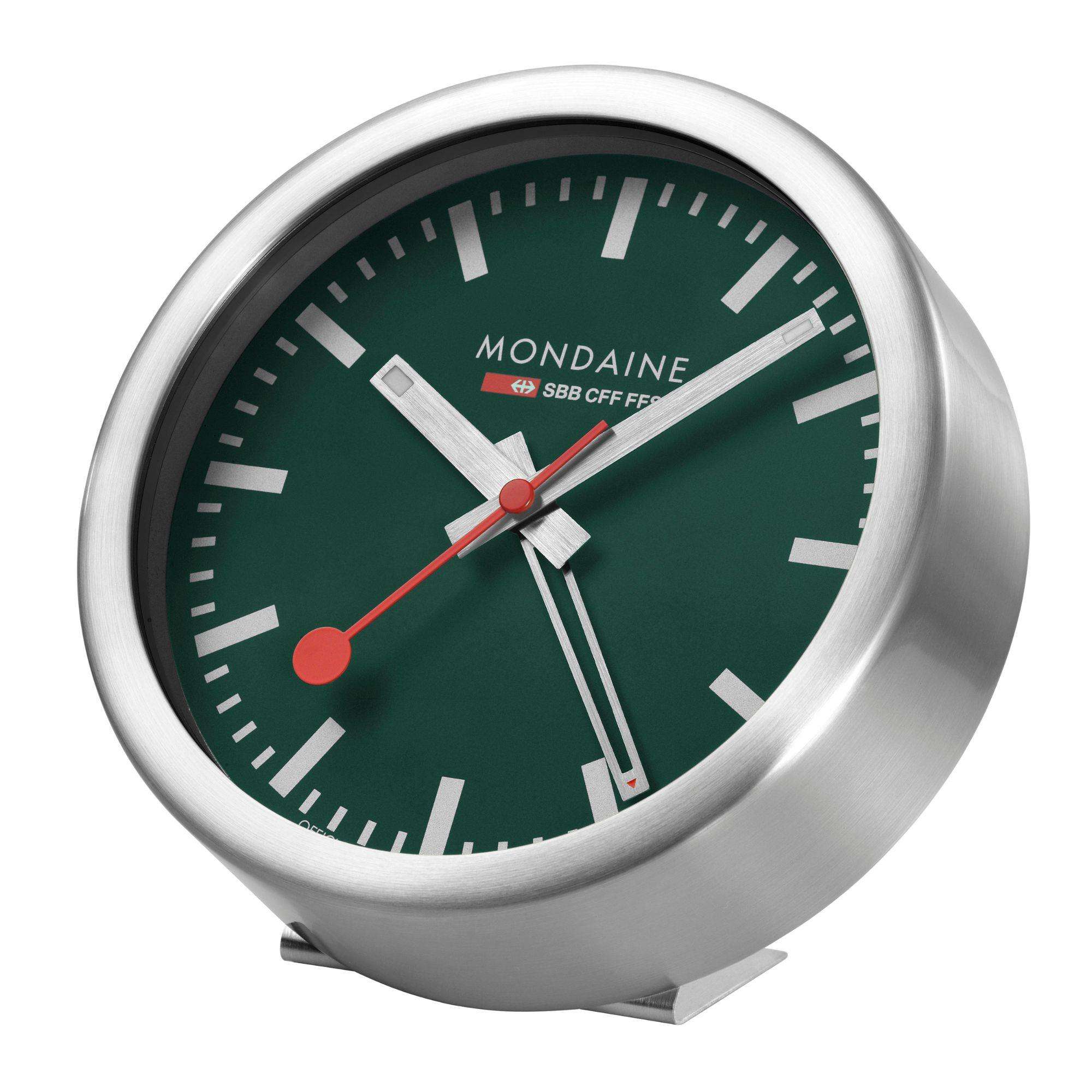 Mondaine Aluminium Case Park Green Table and Alarm Clock A997.MCAL.66SBV