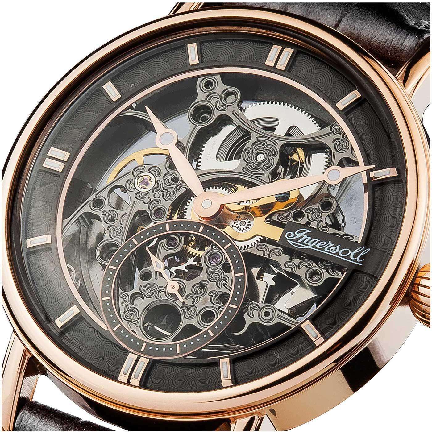 Ingersoll The Herald Automatic Watch with a Skeleton Dial and a Black Leather Strap I00403B