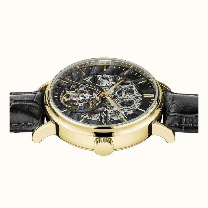 Ingersoll 1892 The Charles Men's Automatic Watch with a Black Dial and a Black Leather Strap - I05802B