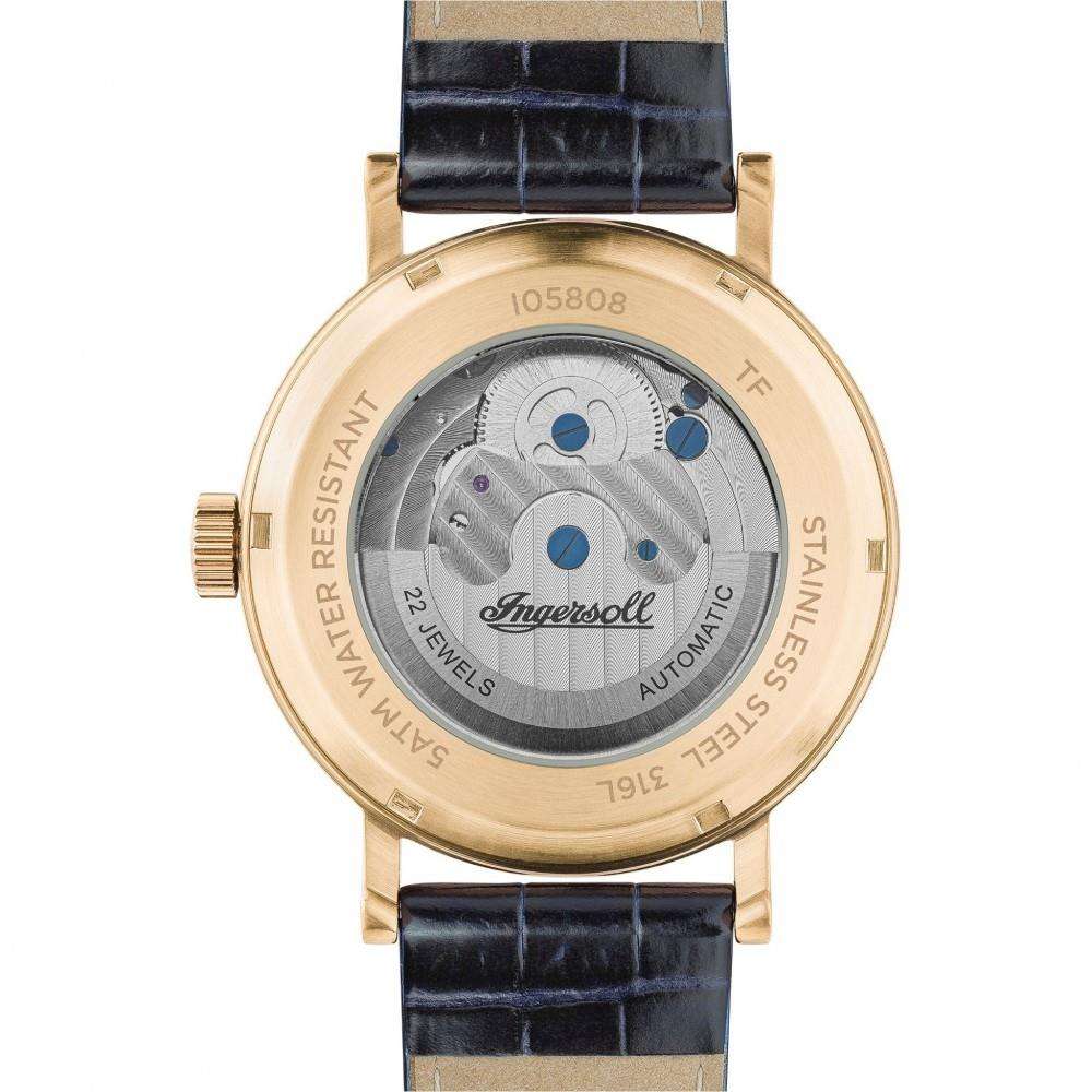 Ingersoll 1892 The Charles Automatic Men's Watch with Black Skeleton Dial and Blue Leather Strap- I05808