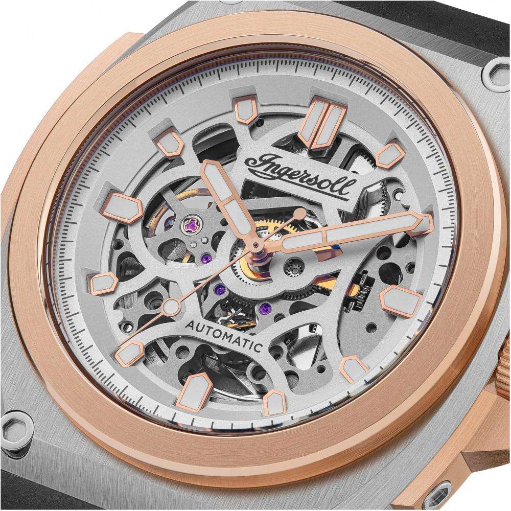 Ingersoll 1892 The Motion Automatic Silver Dial Black PU Rubber Strap Men's Watch I11703