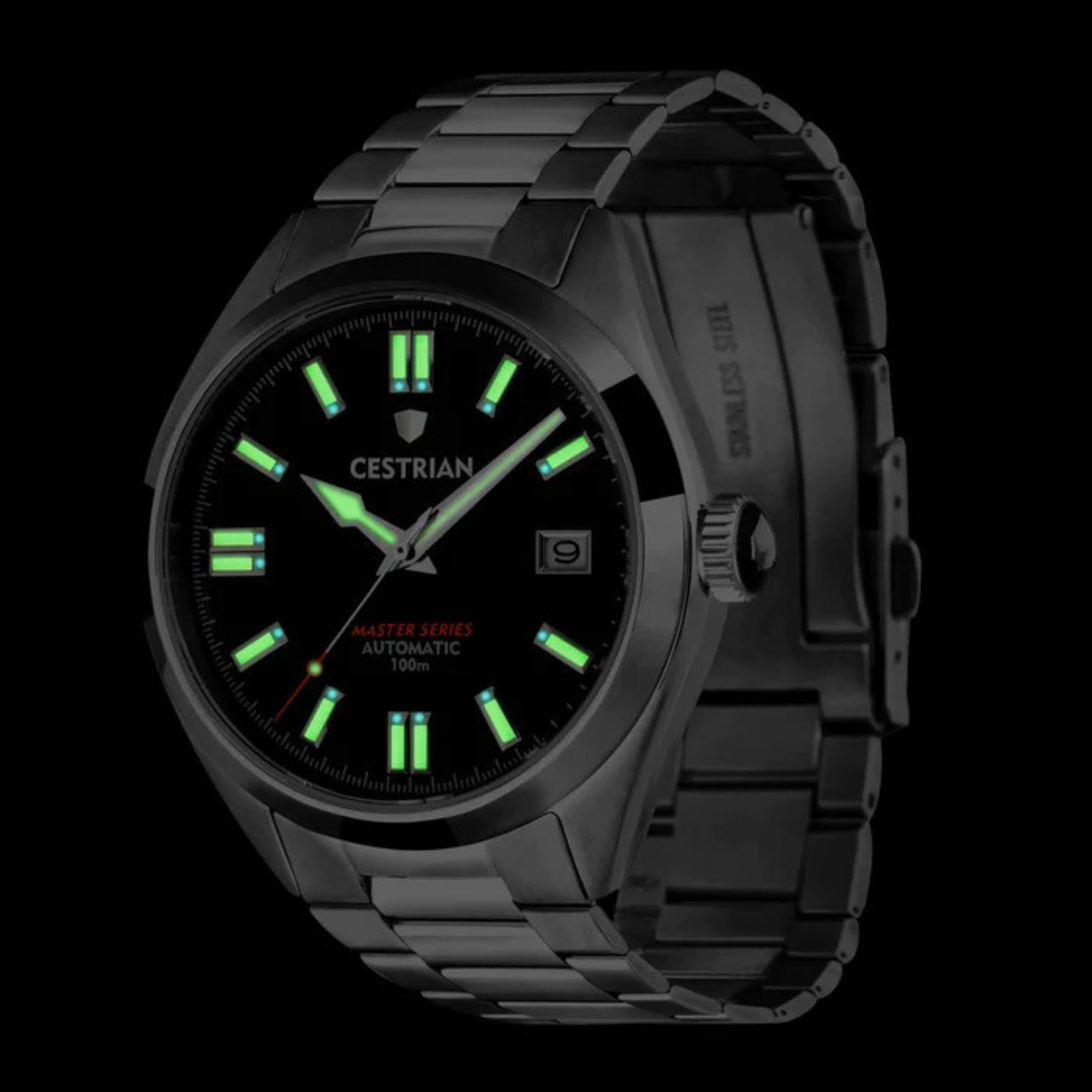 Cestrian Master Series Black Dial Steel Bracelet Automatic Men's Watch CM111B0660V1