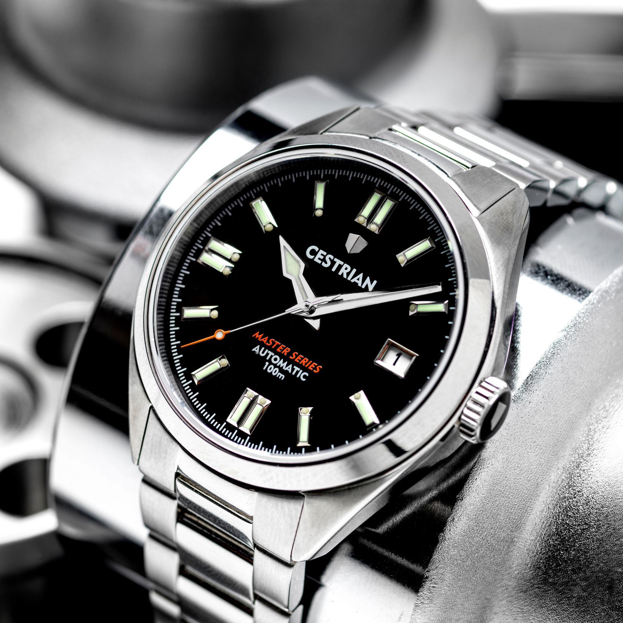 Cestrian Master Series Black Dial Steel Bracelet Automatic Men's Watch CM111B0660V1