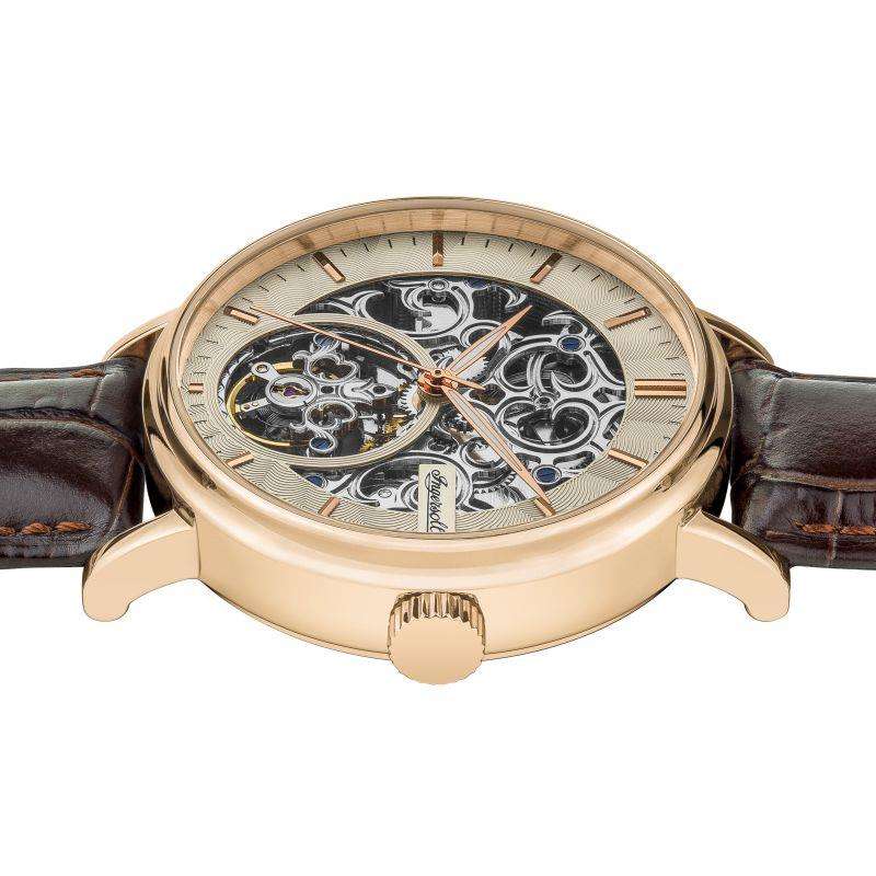 Ingersoll 1892 The Charles Automatic Men's Watch with Champagne Skeleton Dial and Brown Leather Strap - I05805
