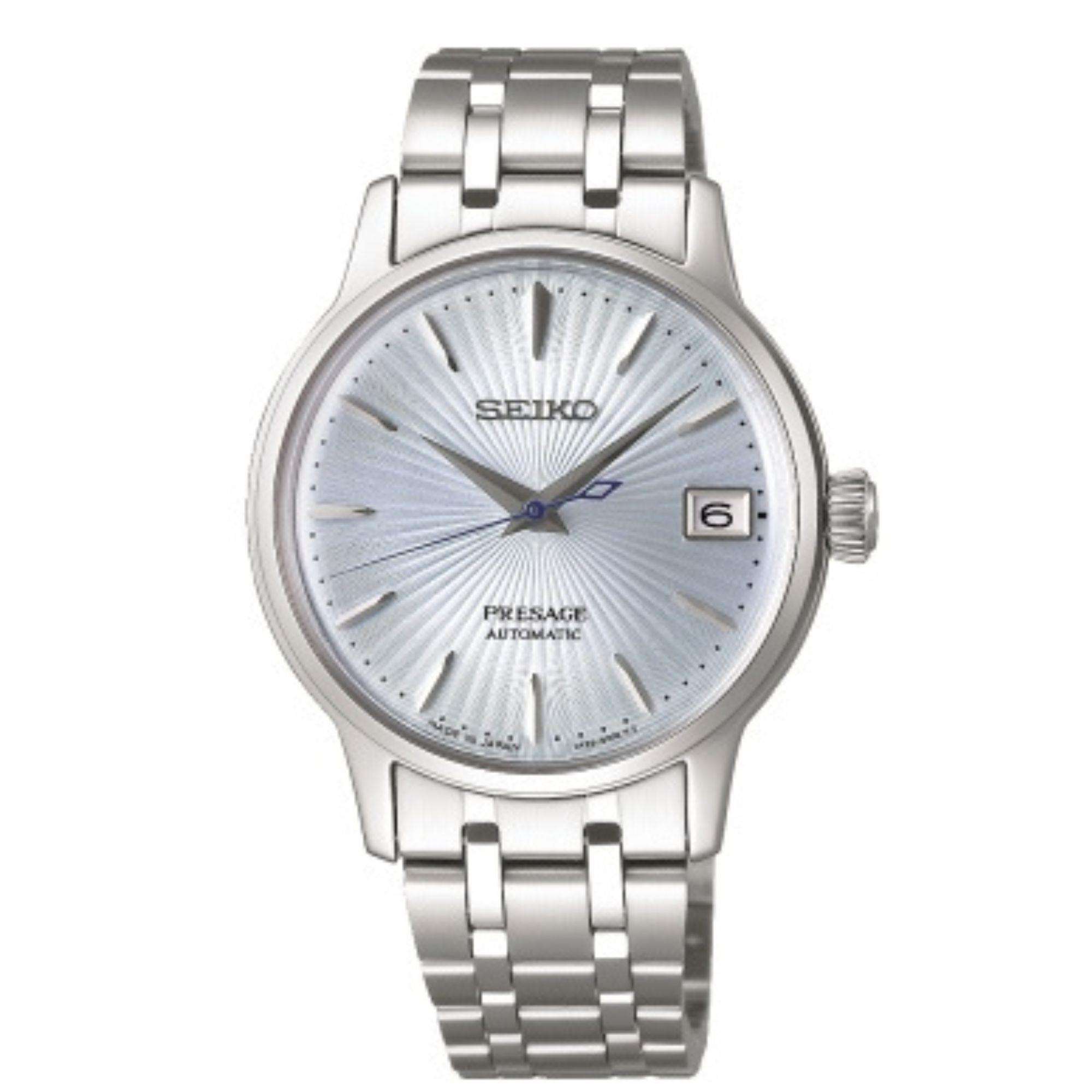 Seiko Presage Blue Dial Silver Stainless Steel Bracelet Automatic Ladies Watch SRP841J1