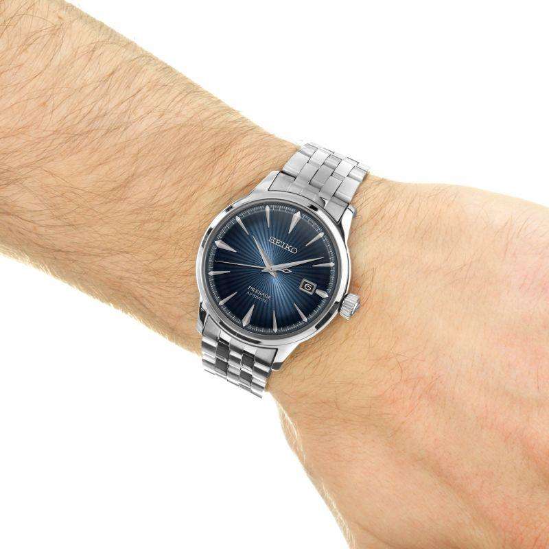 Seiko Presage Cocktail Time Blue Moon Automatic Blue Dial Silver Stainless Steel Men's Watch SRPB41J1