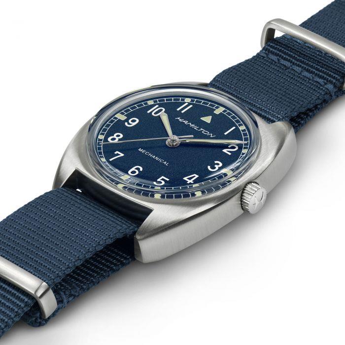 Hamilton Khaki Aviation Pilot Pioneer Mechanical Blue Dial Blue Nato Strap Unisex Watch H76419941