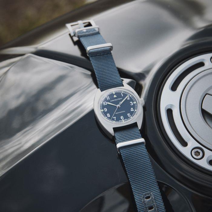 Hamilton Khaki Aviation Pilot Pioneer Mechanical Blue Dial Blue Nato Strap Unisex Watch H76419941