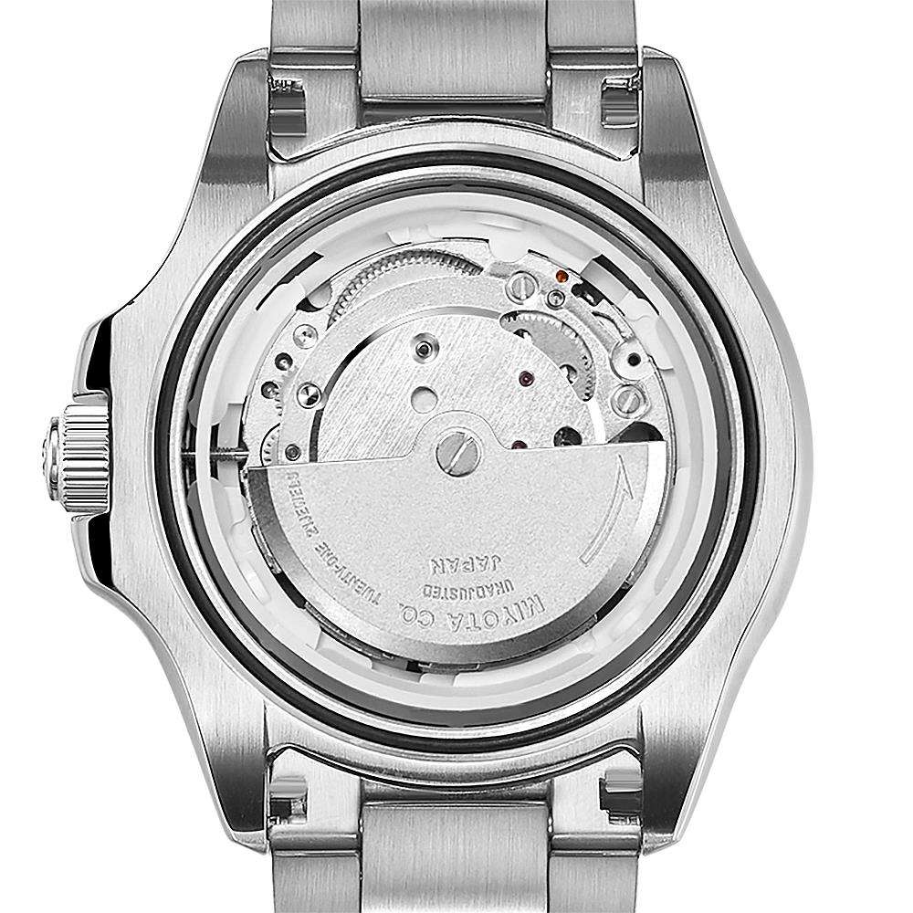 Rotary Super 7 SCUBA Automatic Orange Dial Ceramic Bezel Silver Stainless Steel Bracelet Men's Dive Watch S7S002B