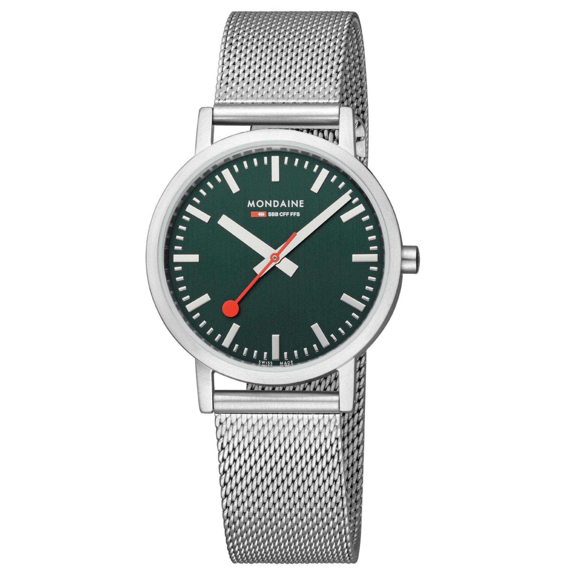 Mondaine Classic Forest Green Dial Mesh Bracelet Unisex Watch A660.30314.60SBJ