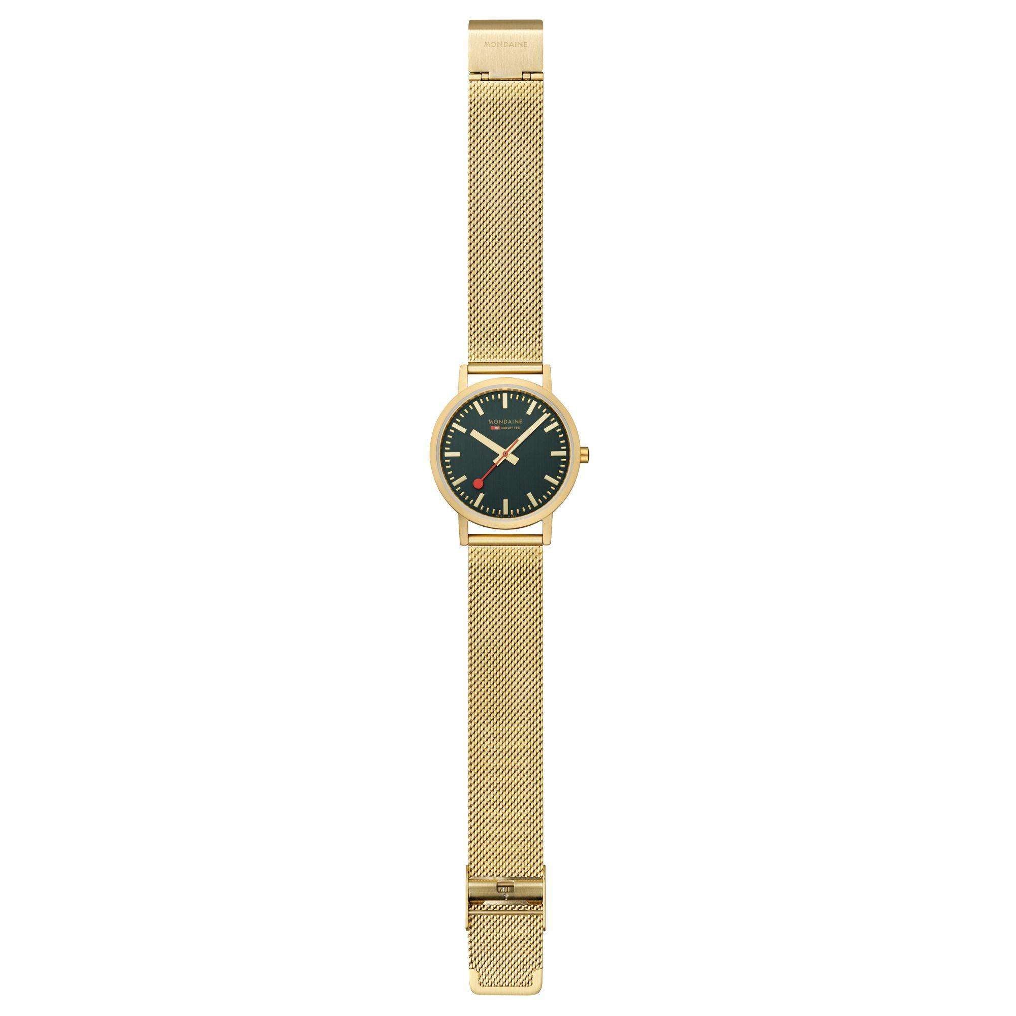 Mondaine Classic Forest IP Gold Green Dial Unisex Watch A660.30314.60SBM