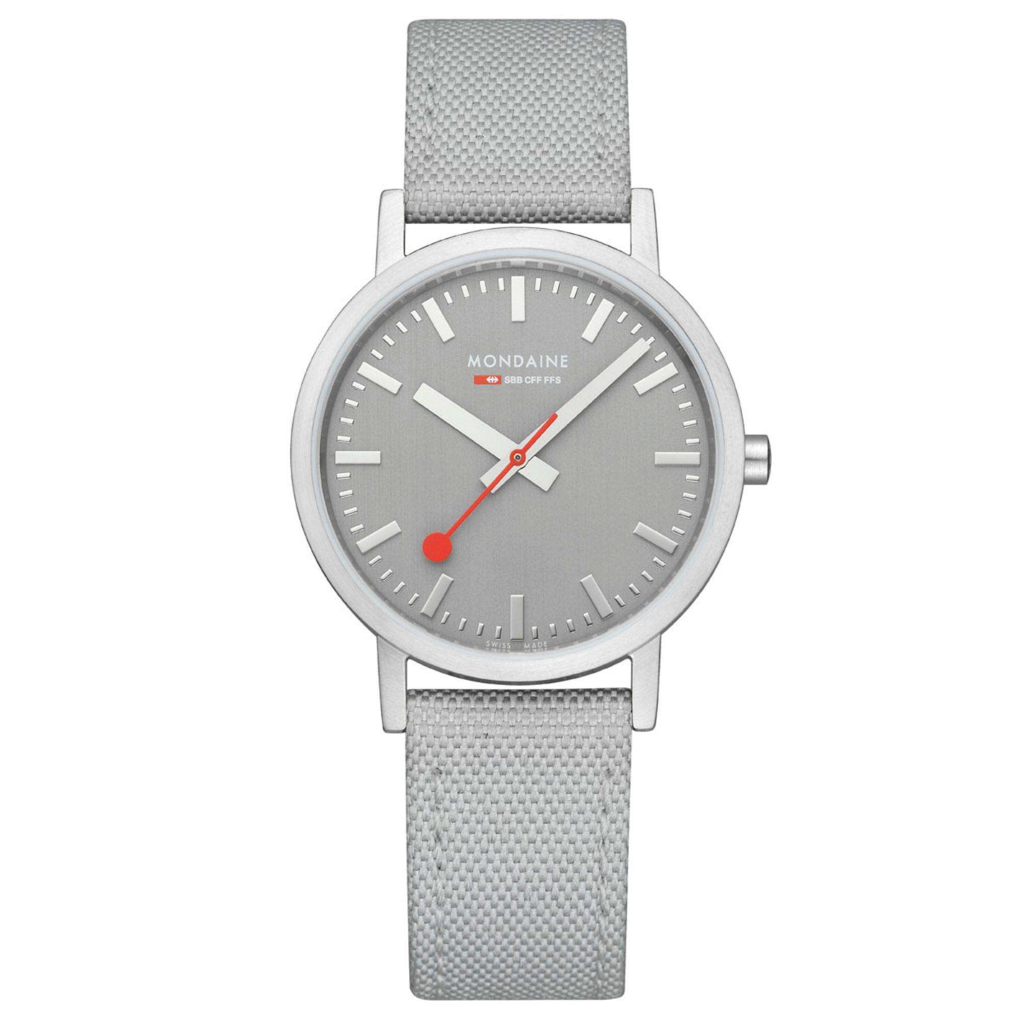Mondaine Classic Good Gray Dial Textile Strap Unisex Watch A660.30314.80SBH