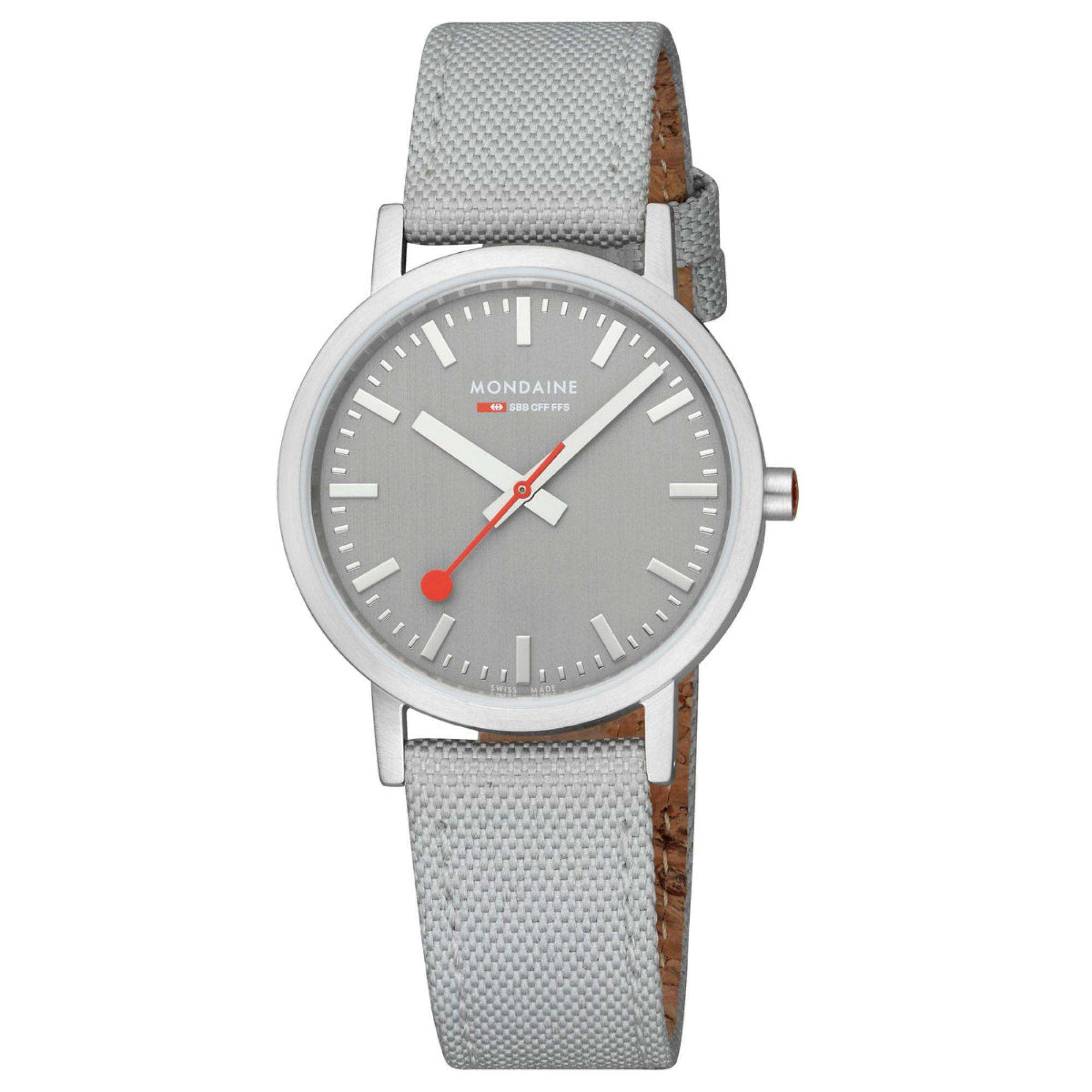 Mondaine Classic Good Gray Dial Textile Strap Unisex Watch A660.30314.80SBH