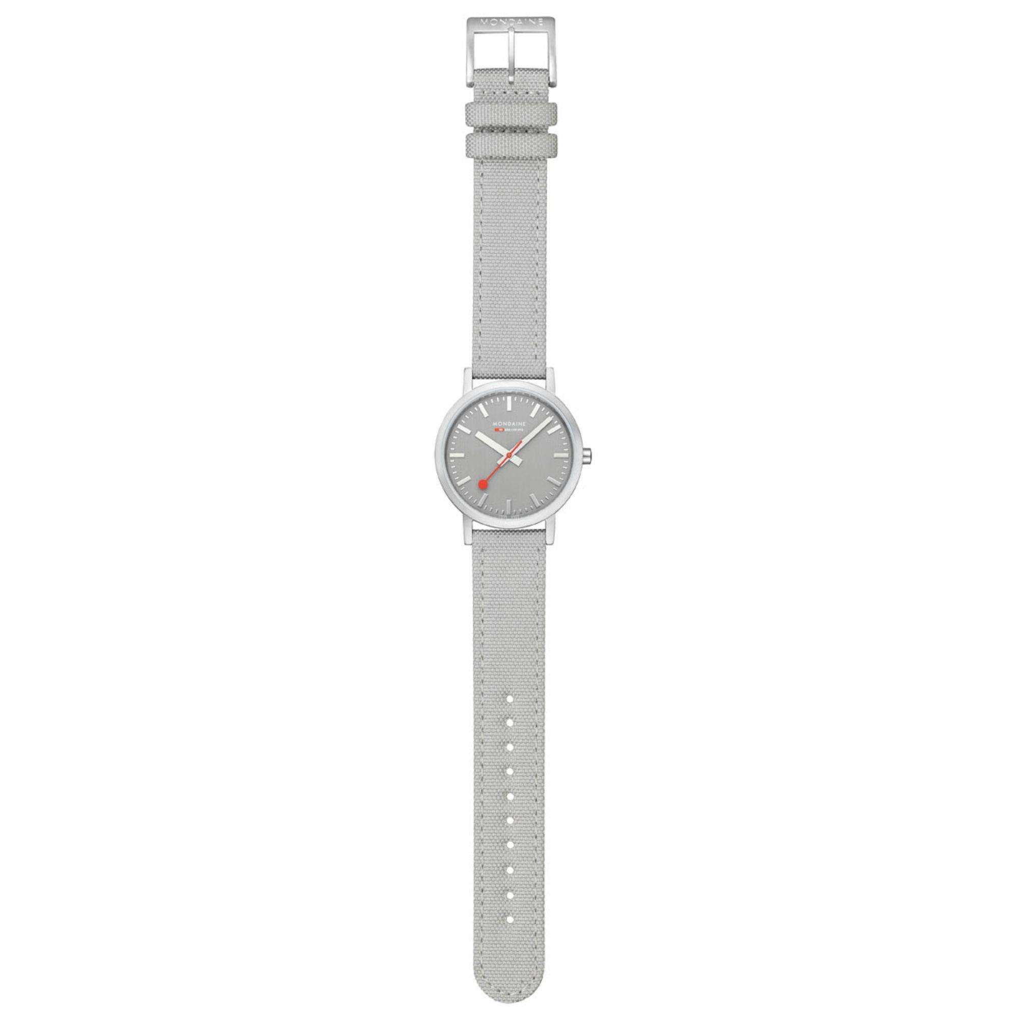 Mondaine Classic Good Gray Dial Textile Strap Unisex Watch A660.30314.80SBH