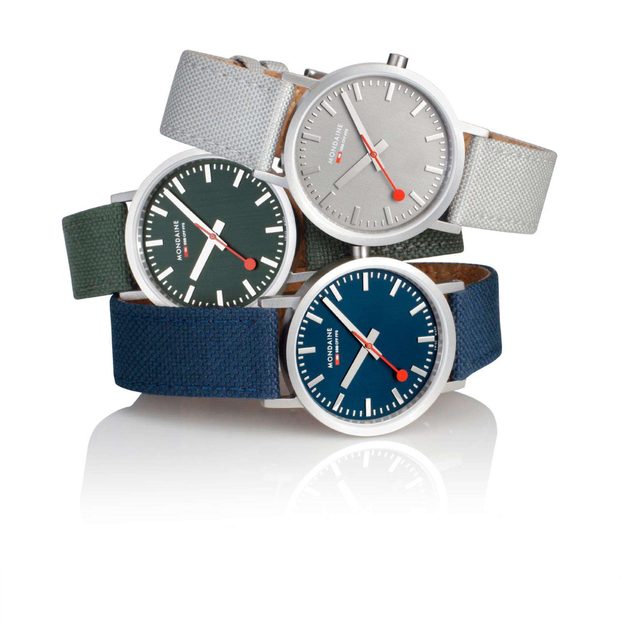 Mondaine Classic Good Gray Dial Textile Strap Unisex Watch A660.30314.80SBH