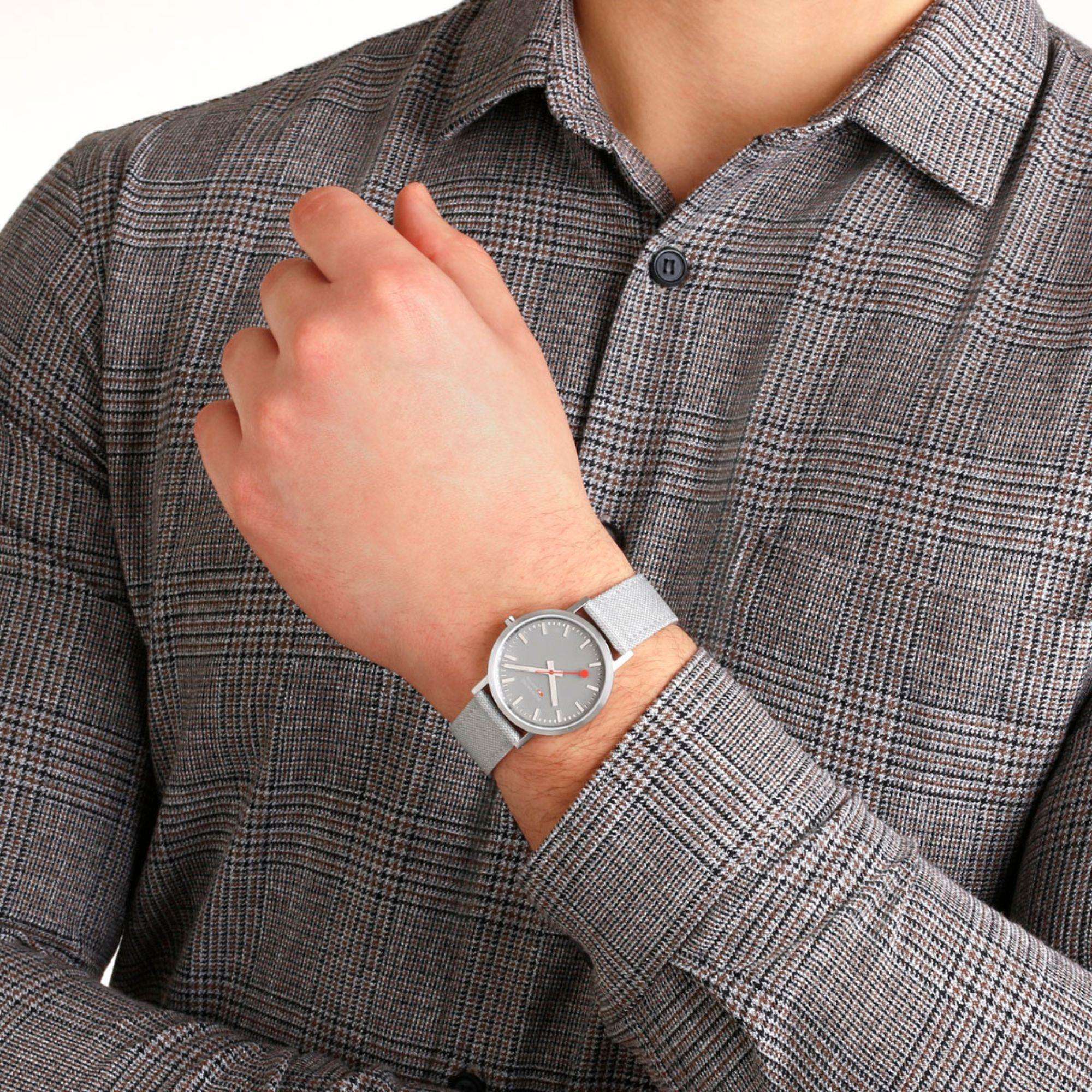 Mondaine Classic Good Gray Dial Textile Strap Unisex Watch A660.30314.80SBH